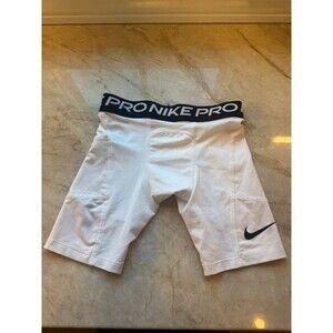 Nike Pro Dri-FIT Youth Kids Sliding Compression Shorts White Black Size S